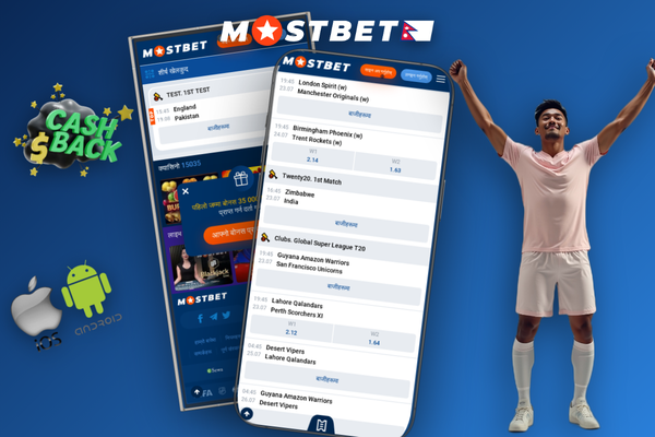 Mostbet app on smartphone showing live sportsbook markets for Nepal players