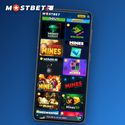 Mostbet Mines icon dominated by hidden mines with a bold 10000x multiplier badge displayed
