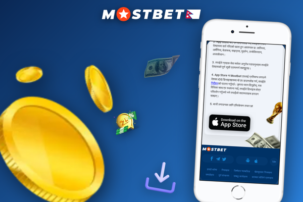 Hands holding a smartphone with Mostbet mobile app live scores in a café