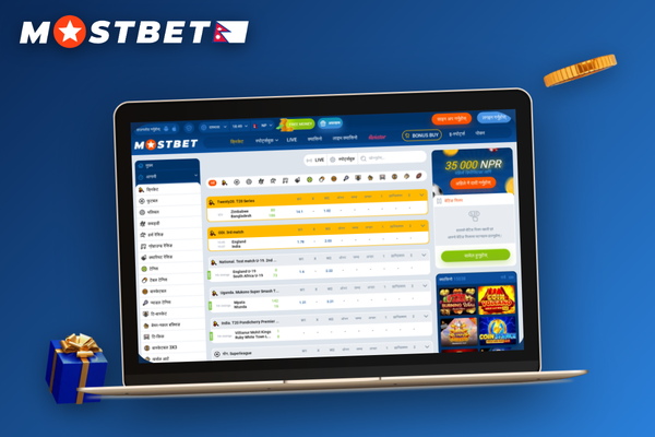 Mostbet Nepal sportsbook and casino lobby on laptop and phone in one account